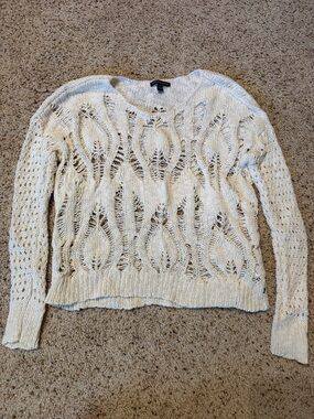 Women’s American eagle Open Knit Crewneck Sweater in Cream- small